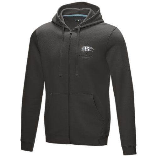 gris tormenta Sudadera con capucha y cremallera completa de orgánico para hombre