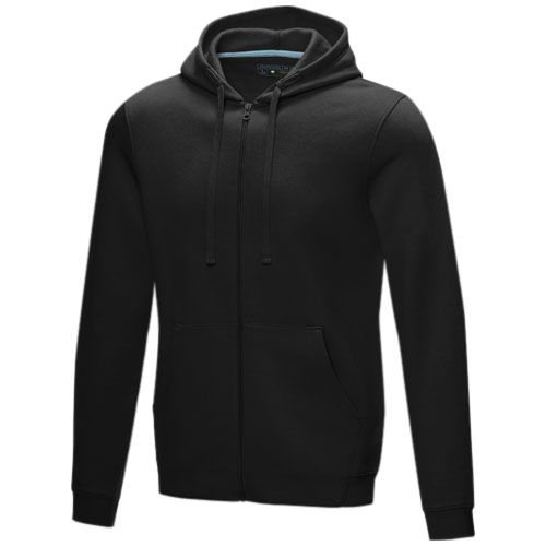 black Sudadera con capucha y cremallera completa de orgánico para hombre