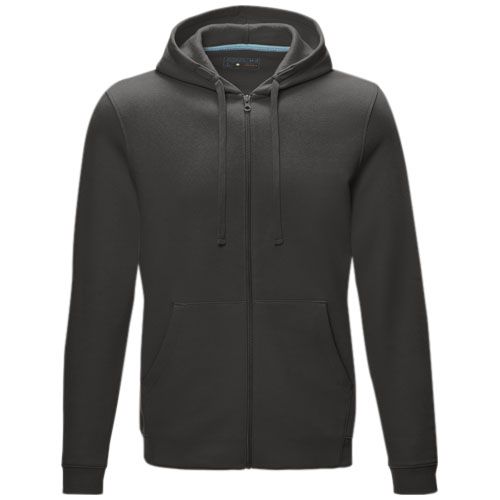 gris tormenta Sudadera con capucha y cremallera completa de orgánico para hombre
