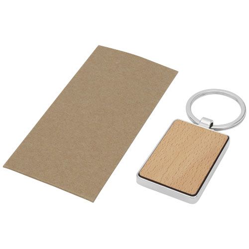 Llavero rectangular de madera de haya 