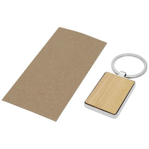 Llavero rectangular de bambú 
