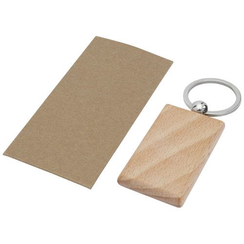 Llavero rectangular de madera de haya 