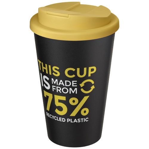 amarillo/negro Americano® Vaso térmico de 350 ml con tapa antigoteo