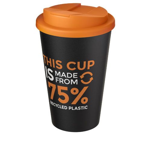 naranja/negro Americano® Vaso térmico de 350 ml con tapa antigoteo
