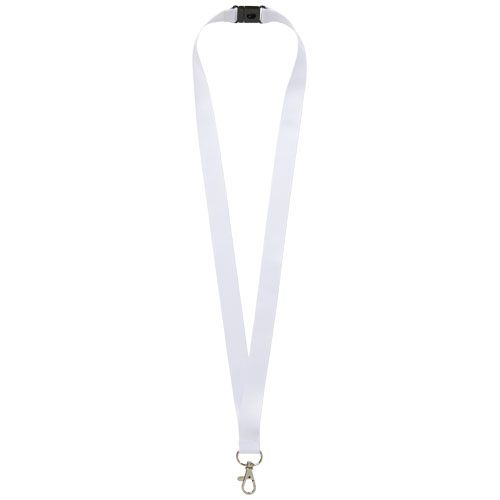 negro/blanco Addie lanyard en sublimación de PET reciclado con cierre de seguridad