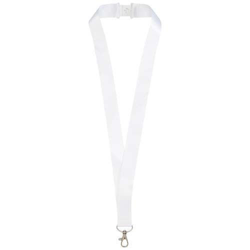 white Addie lanyard en sublimación de PET reciclado con cierre de seguridad