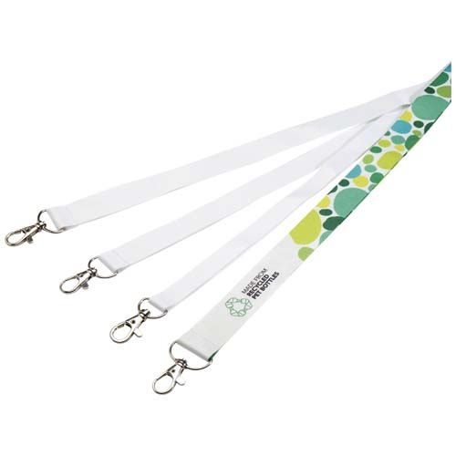 white Addie lanyard en sublimación de PET reciclado con cierre de seguridad
