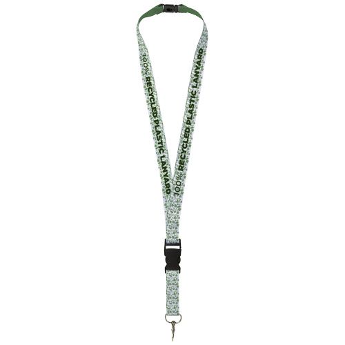 negro/blanco Balta lanyard en sublimación de PET reciclado con hebilla desmontable y cierre de seguridad