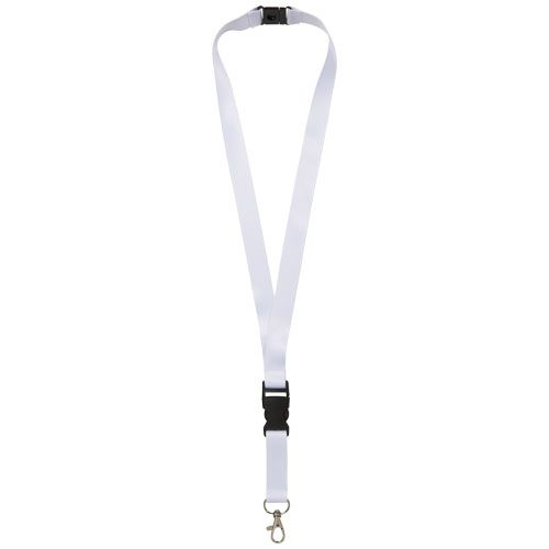 negro/blanco Balta lanyard en sublimación de PET reciclado con hebilla desmontable y cierre de seguridad
