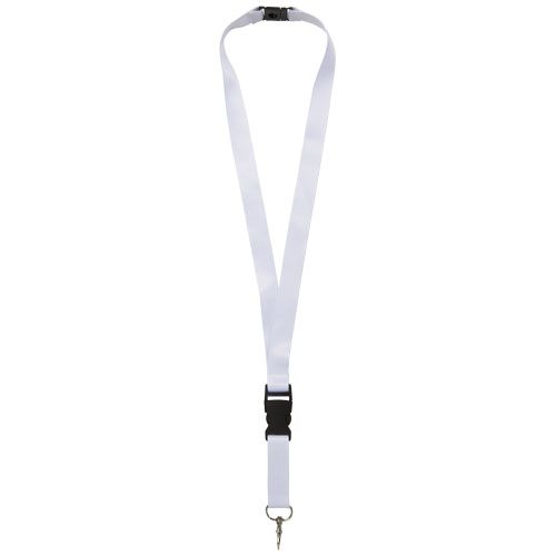 negro/blanco Balta lanyard en sublimación de PET reciclado con hebilla desmontable y cierre de seguridad