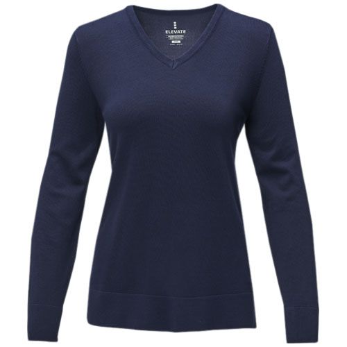 azul marino Jersey de cuello pico para mujer