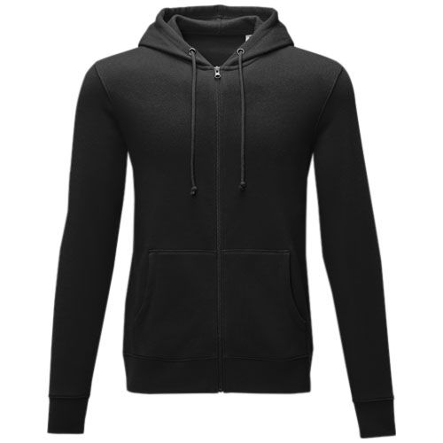 black Sudadera con capucha y cremallera completa para hombre
