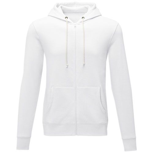 white Sudadera con capucha y cremallera completa para hombre