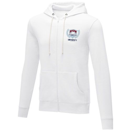 white Sudadera con capucha y cremallera completa para hombre de 240 g/m² Charon