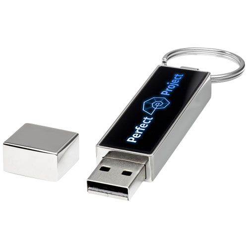 negro/azul/plateado USB rectangular con retroiluminación