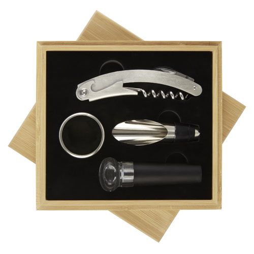 natural/plateado Juego de vino de cuatro piezas