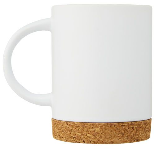 white Taza de cerámica de 425 ml con base de corcho