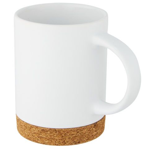 white Taza de cerámica de 425 ml con base de corcho
