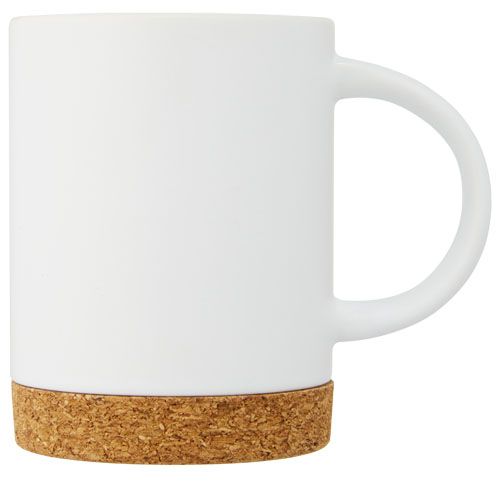 white Taza de cerámica de 425 ml con base de corcho