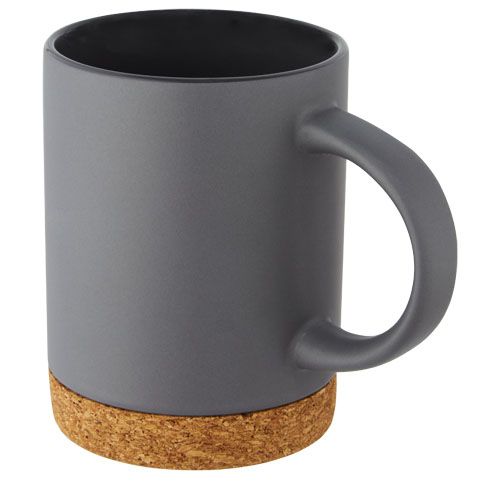 gray Taza de cerámica de 425 ml con base de corcho