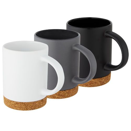 gray Taza de cerámica de 425 ml con base de corcho