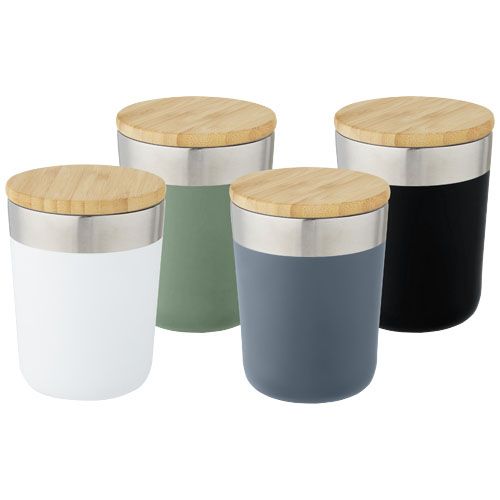 Vaso de 330 ml de acero inoxidable con aislamiento al vacío de cobre y tapa de bambú 