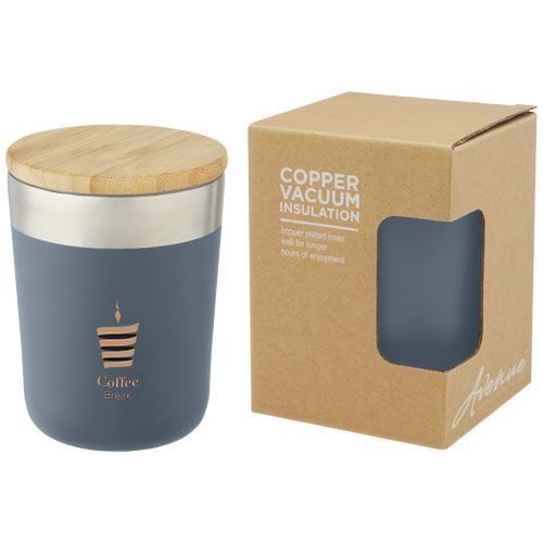 Vaso de 330 ml de acero inoxidable con aislamiento al vacío de cobre y tapa de bambú 
