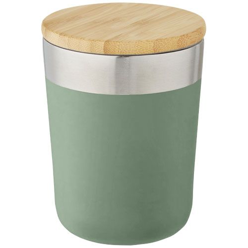 Vaso de 330 ml de acero inoxidable con aislamiento al vacío de cobre y tapa de bambú 