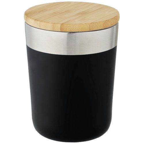 Vaso de 330 ml de acero inoxidable con aislamiento al vacío de cobre y tapa de bambú 