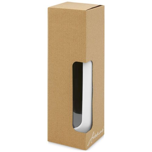 white Botella de vidrio borosilicato con agarre de silicona de 600 ml