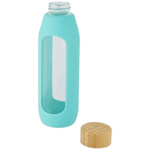 Botella de vidrio borosilicato con agarre de silicona de 600 ml  