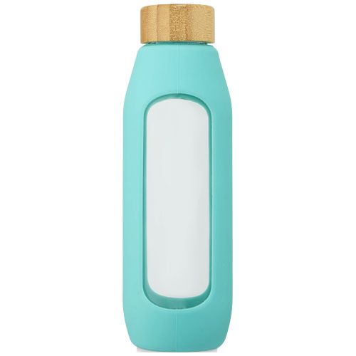 Botella de vidrio borosilicato con agarre de silicona de 600 ml  