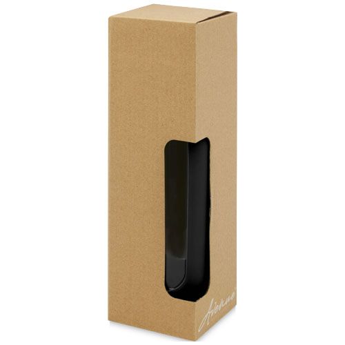 black Botella de vidrio borosilicato con agarre de silicona de 600 ml