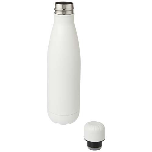 white Botella de acero inoxidable con aislamiento al vacío de 500 ml