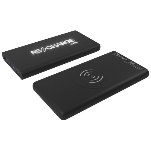 black Batería externa inalámbrica de caucho luminosa de 10 000 mAh