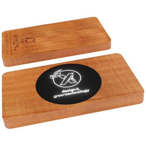 Batería externa inalámbrica de madera de 5000 mAh luminosa 