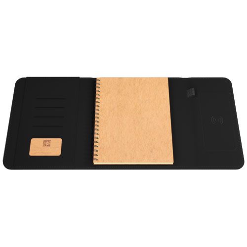 black Libreta A5 con batería externa inalámbrica de 5 W y 4000 mAh y logotipo retroiluminado