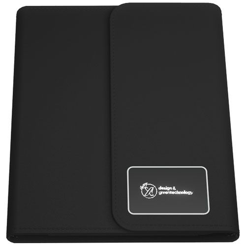 black Libreta A5 con batería externa inalámbrica de 5 W y 4000 mAh y logotipo retroiluminado