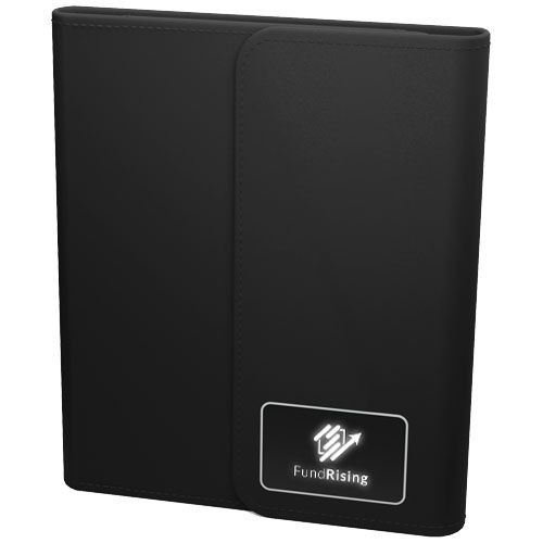 black Libreta A5 con batería externa inalámbrica de 5 W y 4000 mAh y logotipo retroiluminado