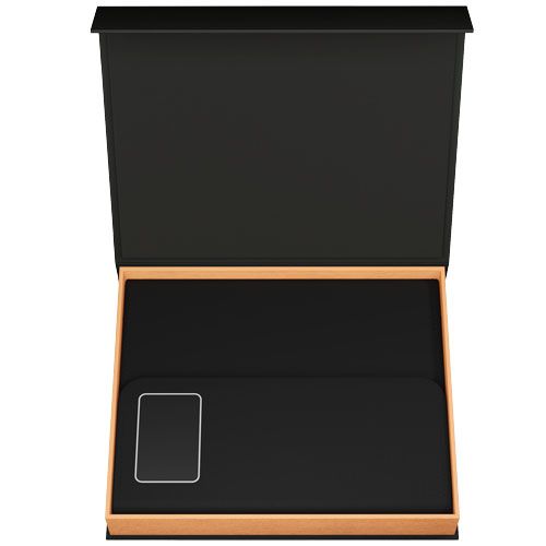 black Libreta A5 con batería externa inalámbrica de 5 W y 4000 mAh y logotipo retroiluminado