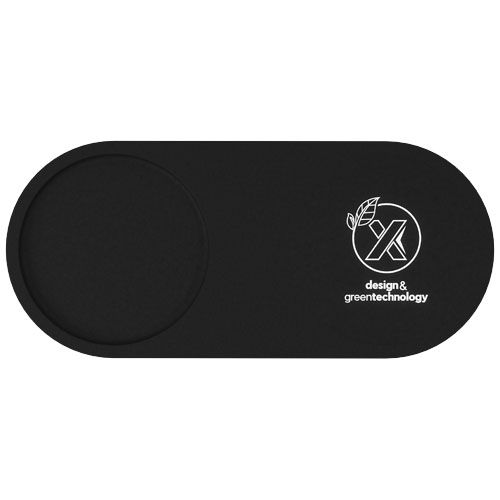 madera/negro Base de carga inalámbrica con logotipo retroiluminado de 10 W y soporte para lápices de bambú
