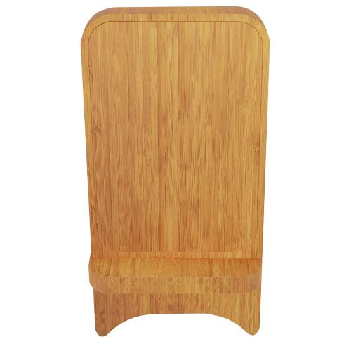 madera Soporte para teléfono con cargador inalámbrico de madera de 10W con logotipo retroiluminado