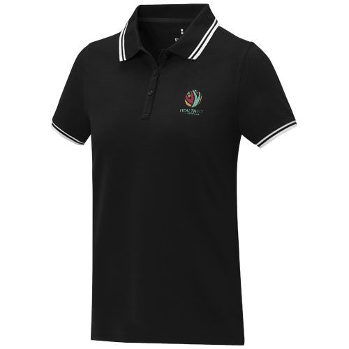 Polo de manga corta con ribete para mujer 
