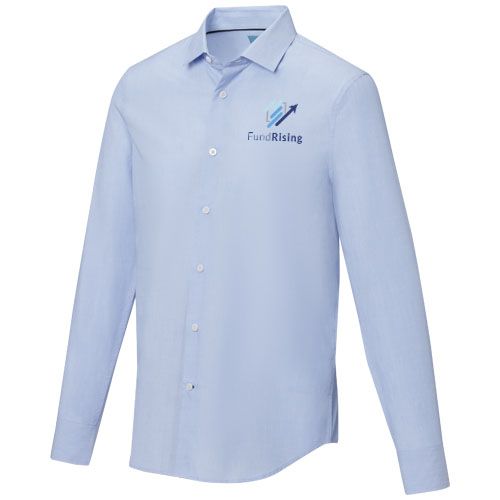 azul claro Camisa orgánica de manga larga para hombre