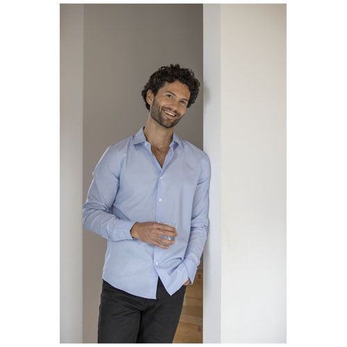 azul claro Camisa orgánica de manga larga para hombre