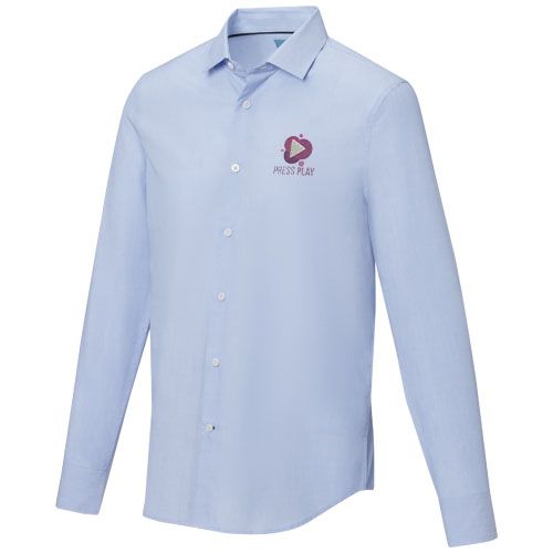 azul claro Camisa orgánica de manga larga para hombre