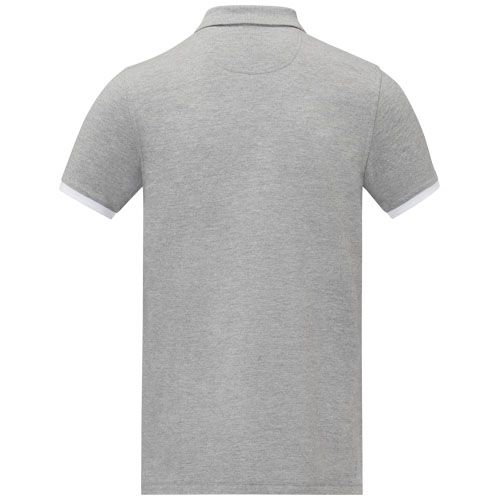 gris chiné Polo de manga corta de dos tonos para hombre de 200 g/m²