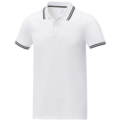 white Polo de manga corta con ribete para hombre de 200 g/m² Amarago