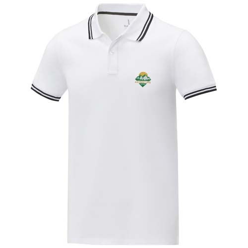 white Polo de manga corta con ribete para hombre de 200 g/m² Amarago