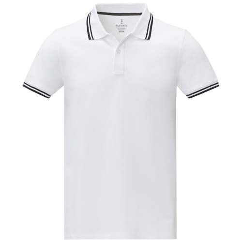 white Polo de manga corta con ribete para hombre de 200 g/m² Amarago